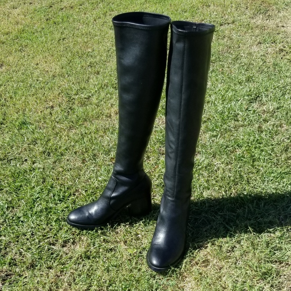 Over the knee high black boots